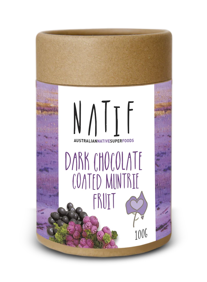 DARK CHOCOLATE COATED MUNTRIE FRUIT 100g